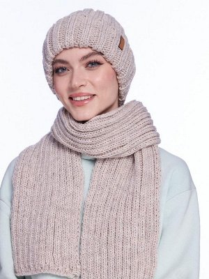 Женский комплект двойной (шапка+шарф) на флисе цвет Бежевый