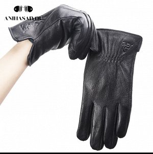 Мужские кожаные перчатки цвет чёрный