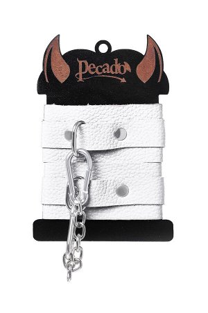 Наручники-браслеты Pecado BDSM, мини со скруглёнными углами, натуральная кожа, белые