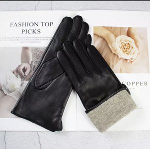Женские кожаные перчатки цвет чёрный