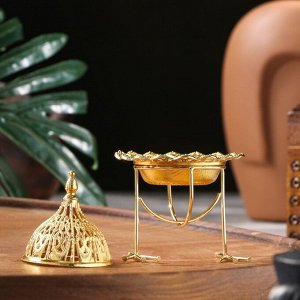 Курильница для благовоний порошковых и конусов "Глобус", золотистый, 8х6,7 см