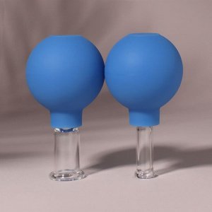 Набор вакуумных банок для массажа, стеклянные, d 1,5/2,4 см, 2 шт, цвет голубой