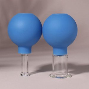 Набор вакуумных банок для массажа, стеклянные, d 1,5/3,5 см, 2 шт, цвет голубой