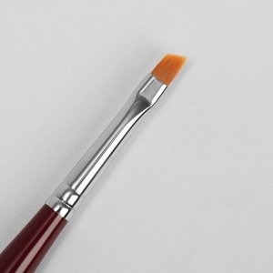 Кисть для дизайна и наращивания ногтей, скошенная, плоская, 18,5 см, цвет бордовый