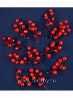 Ветка с ягодами 8 см набор 8 шт цвет красный