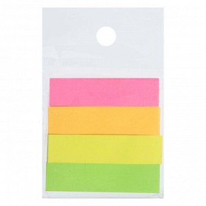 Блок-закладки с клеевым краем 12 мм х 50 мм, бумажные, 80 листов, неоновые, 4 цвета
