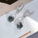 Серьги коллекция &quot;Дубай&quot; покрытие посеребрение, камень переливающийся, 251237, арт. 847.357