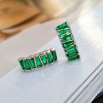 Серьги коллекция &quot;Дубай&quot;  покрытие посеребрение, камень зеленый блестящий, 371402, арт. 847.266