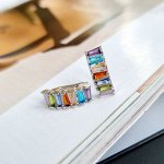Серьги коллекция &quot;Дубай&quot;  покрытие посеребрение, камень разноцветный блестящий, 371402, арт. 847.268
