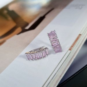 Серьги коллекция "Дубай"  покрытие посеребрение, камень светло-розовый блестящий, 371402, арт. 847.269