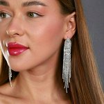Серьги &quot;Вечерние&quot; цвет белый, камень переливающийся, арт. 707.548