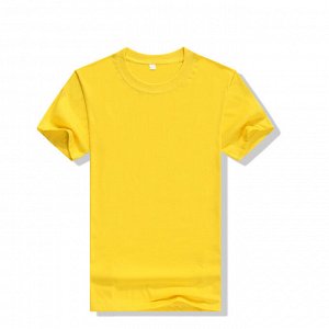 Хлопковая футболка унисекс, однотонная, цвет желтый