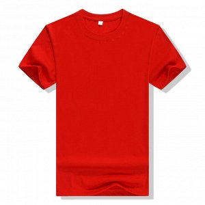Хлопковая футболка унисекс, однотонная, цвет красный