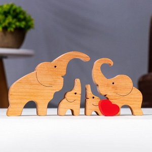 Сувенир-пазл "Семья слонов", 4 шт ,16,5х10 см