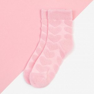 Носки для девочки махровые KAFTAN «Сердечки», размер 16-18 см, цвет розовый
