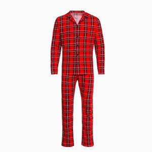 Пижама новогодняя мужская KAFTAN "Клетка", цвет красный