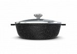 Жаровня со стеклянной крышкой 2,5л &quot;Каменная&quot; Черный гранит