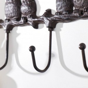 Крючки декоративные металл "Совушки на ветке" 27х5х15,5 см