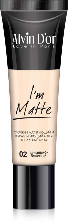ALVIN D'OR BC-04 Тональный крем для лица матирующий I'm MATTE 25мл. (тон 02 - ванильно-бежевый)