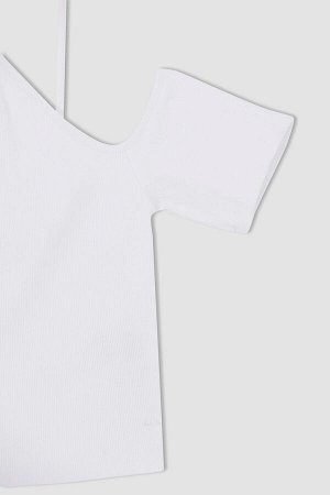 Базовая укороченная футболка Slim Fit без бретелек с воротником на бретелях