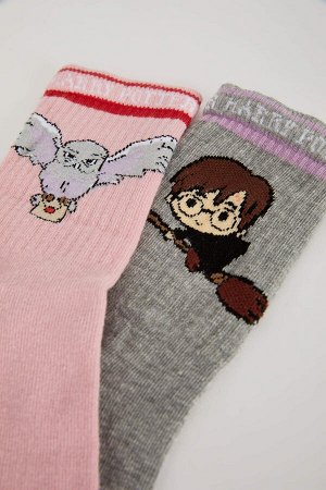 Набор из 2 хлопковых длинных носков для женщин в стиле Гарри Поттера