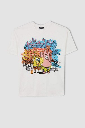 Cool SpongeBob Licensed Oversize-футболка с круглым вырезом и принтом с короткими рукавами