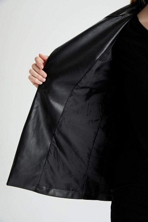 Куртка-блейзер из водоотталкивающей искусственной кожи с карманом, стандартный крой