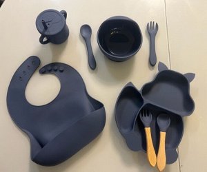 Набор детской силиконовой посуды, 8 предметов, новый