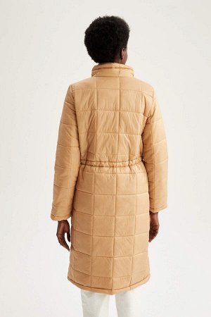 Водоотталкивающая стойкая стеганая воротником длинная надувная зимняя куртка с карманами