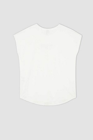 Defacto Fit Oversize-футболка с круглым вырезом и принтом с короткими рукавами