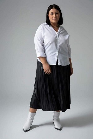 Плиссированная юбка миди трапециевидной формы с эластичной резинкой на талии DF Plus размера плюс