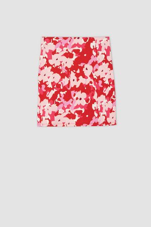 Приталенная мини-юбка с цветочным принтом