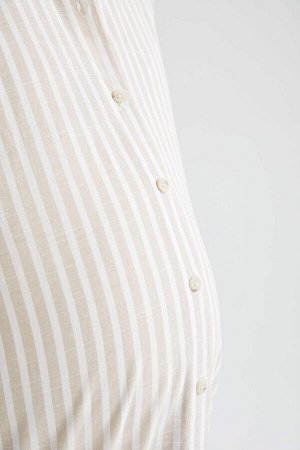 Рубашка для беременных в полоску классического кроя из хлопка