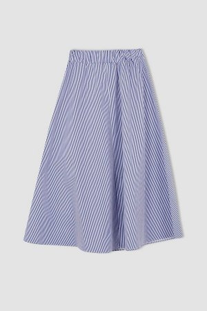 Поплиновая юбка миди в полоску трапециевидной формы со стандартной талией