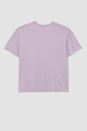 DF Plus Плюс размер Oversize-футболка с круглым вырезом и принтом с короткими рукавами