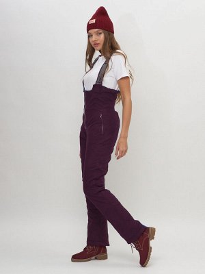 MTFORCE Полукомбинезон брюки горнолыжные темно-бордового цвета женские  66179Tb