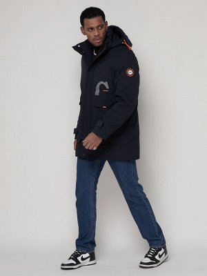 MTFORCE Спортивная молодежная куртка удлиненная мужская темно-синего цвета 90020TS