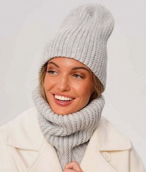 Комплект шапка+снуд вязаный женский зимний