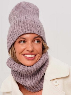 Комплект шапка+снуд вязаный женский зимний