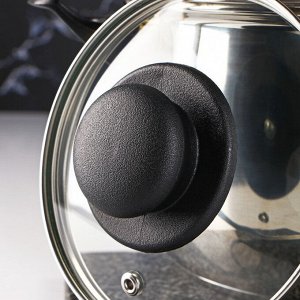 Крышка для сковороды и кастрюли Доляна, d=14 см, нержавеющий обод, пластиковая ручка, стекло, прозрачная