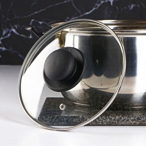 Крышка стеклянная для сковороды и кастрюли «Доляна», d=18 см, нержавеющий обод, пластиковая ручка