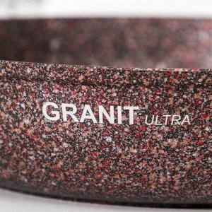 Сковорода Granit ultra red, d=24 см, пластиковая ручка, антипригарное покрытие, цвет коричневый