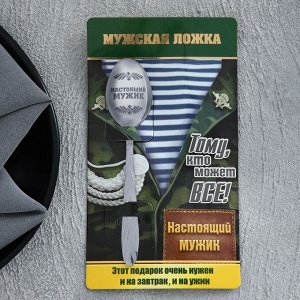 Ложка чайная с гравировкой «Настоящий мужик», на подарочной открытке, 3x14 см