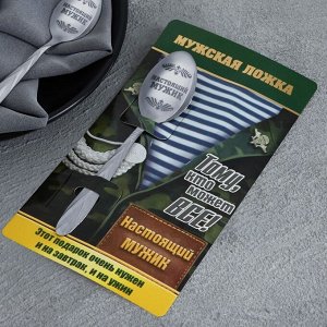 Ложка чайная с гравировкой «Настоящий мужик», на подарочной открытке, 3x14 см