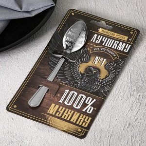 Ложка чайная с гравировкой «100% мужику», 3x14 см