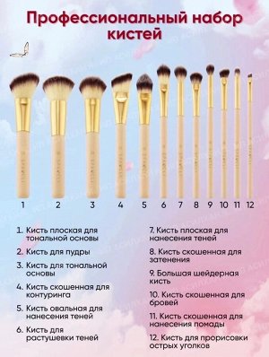 Кисти для макияжа Sparcli Brush Set (12штук)