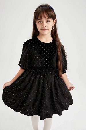 Бархатное платье с короткими рукавами для девочек