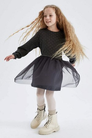 Платье из тюля с длинными рукавами для девочек