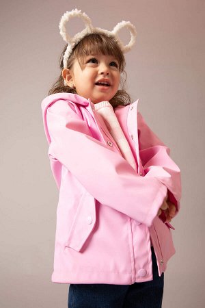 Пальто из искусственной кожи с капюшоном и флисовой подкладкой для маленьких девочек