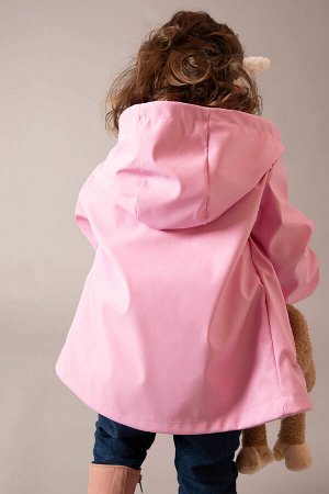 Пальто из искусственной кожи с капюшоном и флисовой подкладкой для маленьких девочек